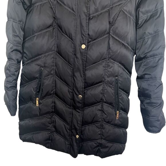 Kenneth Cole New York Black Down Insulated Full Zip Hooded Fur Puffer Coat Large - Picture 5 of 16